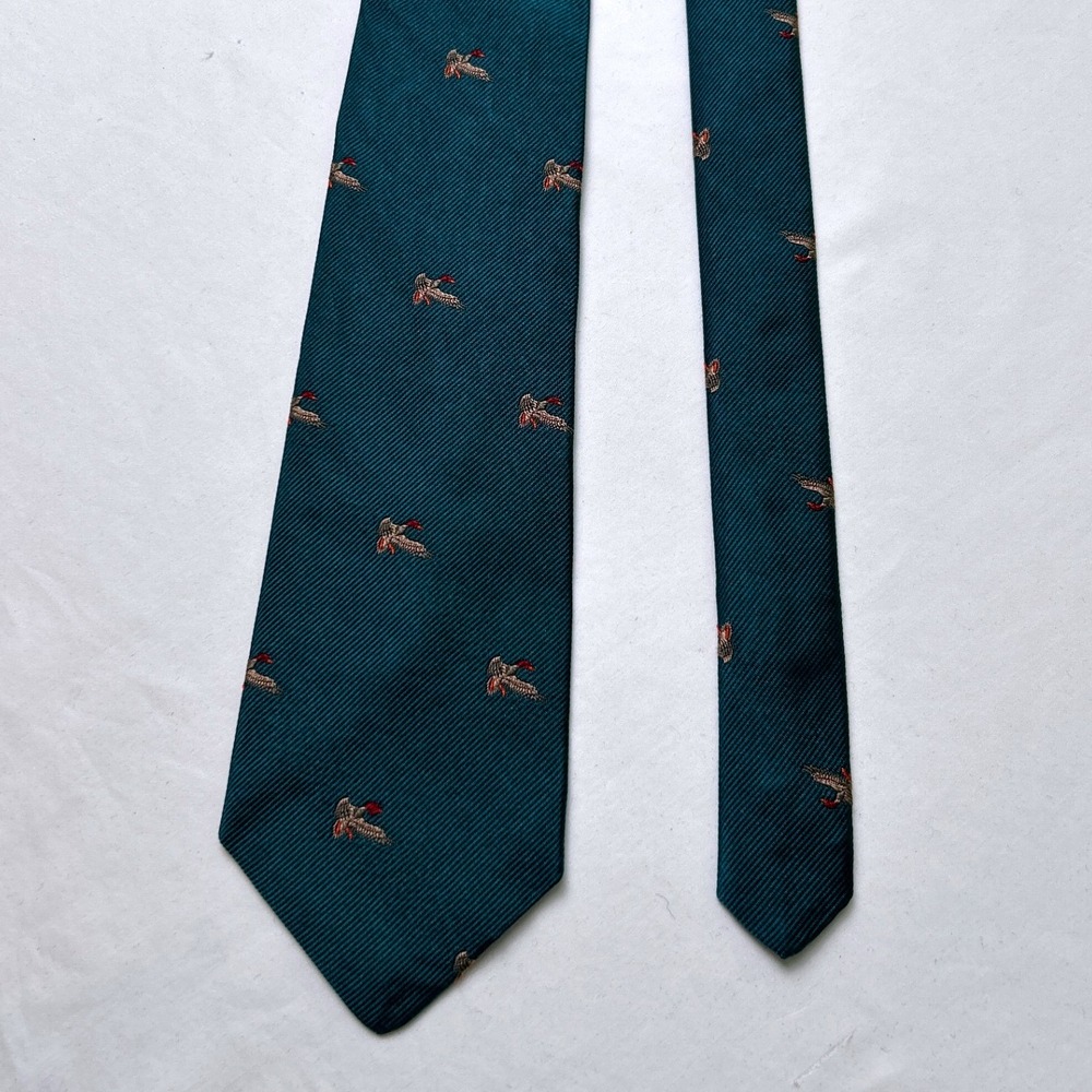 Jos. A. Bank Men Pheasant Bird Silk Necktie Hunter Green Hunting Preppy Sporting